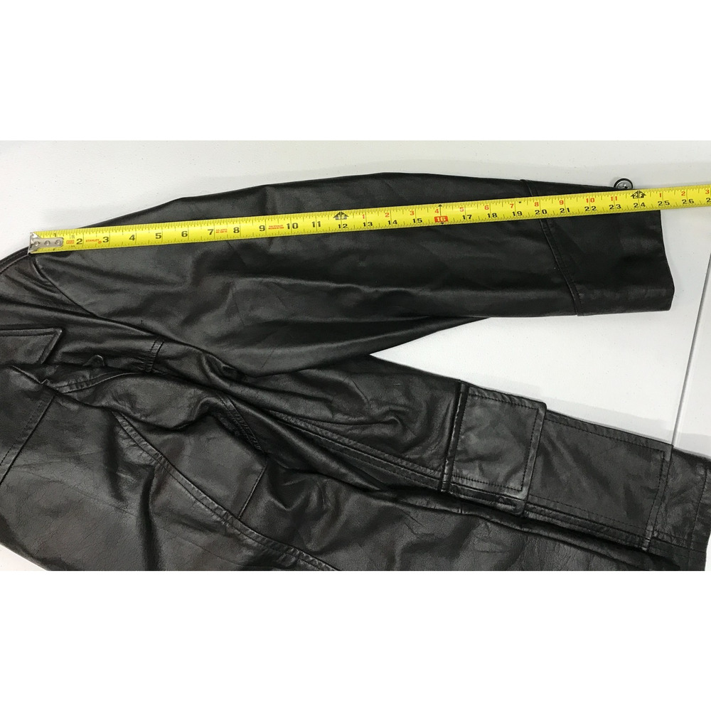 Sutton California Leather Jacket Mens 42 Black Car Coat Button Front Lined - Picture 4 of 16